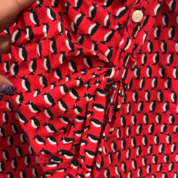 Victorias Secret Dreamer-Soft-Cozy-Warm-Flannel Pajama Top-Red Penguins-small - Picture 3 of 8